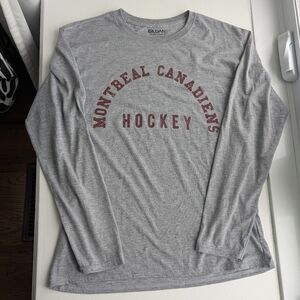 Gildan Gray Long Sleeve Tee with Montreal Canadiens Print